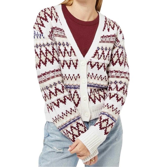 rag & bone Sweaters - Rag & Bone Willow Fair Isle Boxy Crop Cardigan Sweater Sz. S